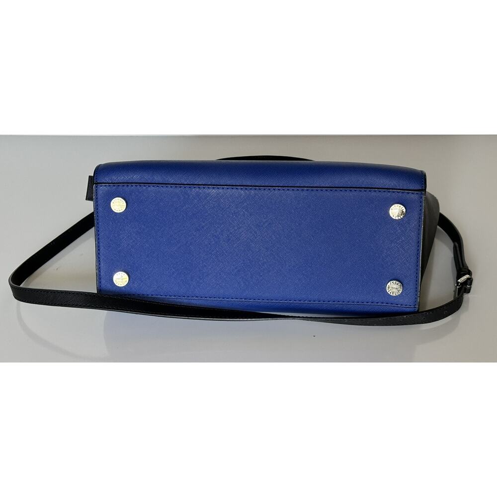 Michael Kors Selma Sapphire/Black LG Leather Satchel Handbag - Picture 5 of 13